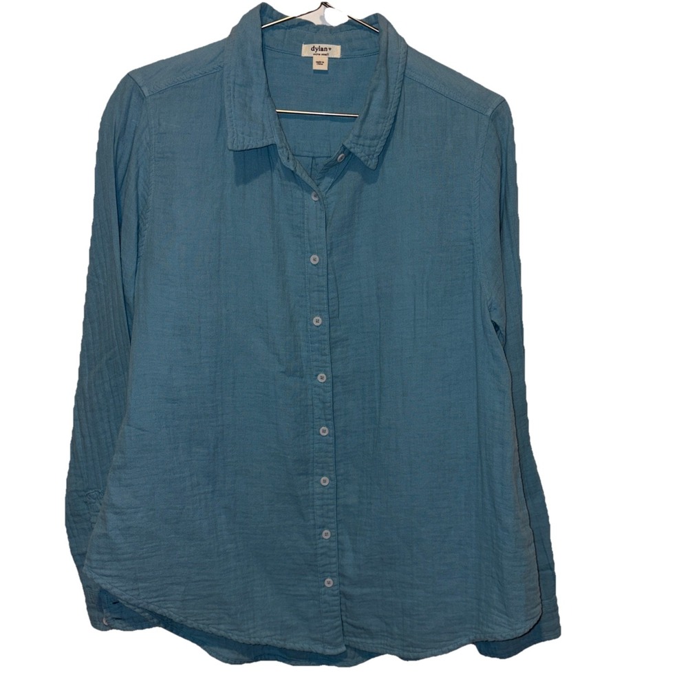 Dylan by True Grit Women's 100% Cotton Long Sleeve Button Down Sz X Small Blue